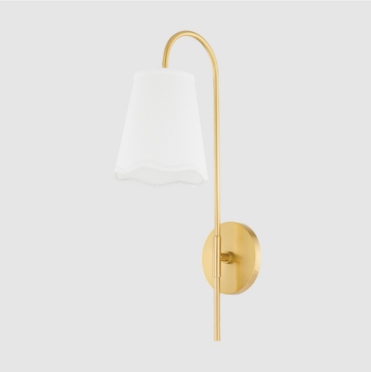 Modern Minimalist Wall Sconce - Brass - White Glass Globe