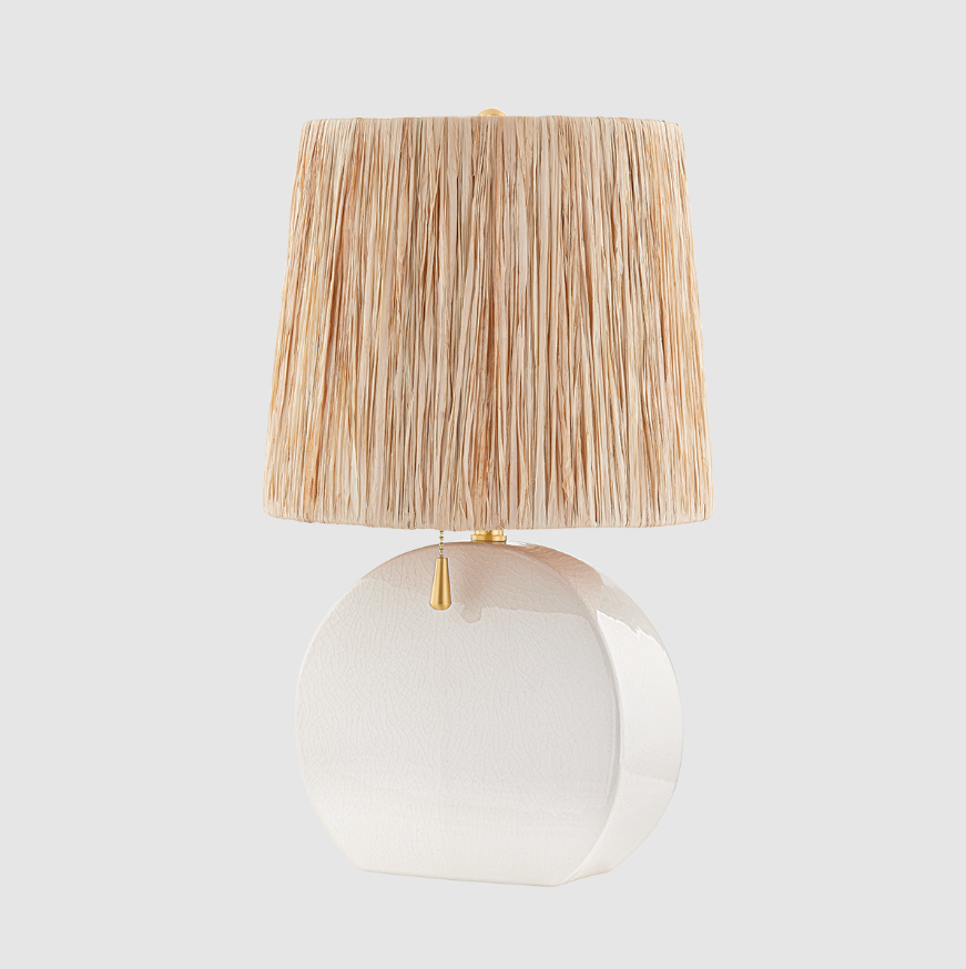 Coastal Chic Round Table Lamp with Raffia Shade