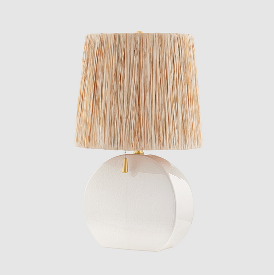 Coastal Chic Round Table Lamp with Raffia Shade