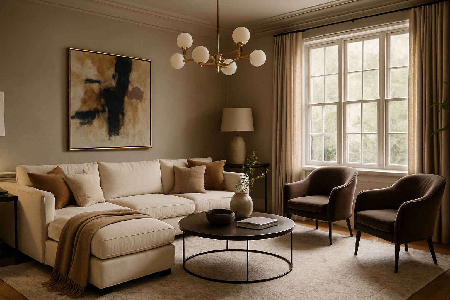 upscale but comfortable designer living room